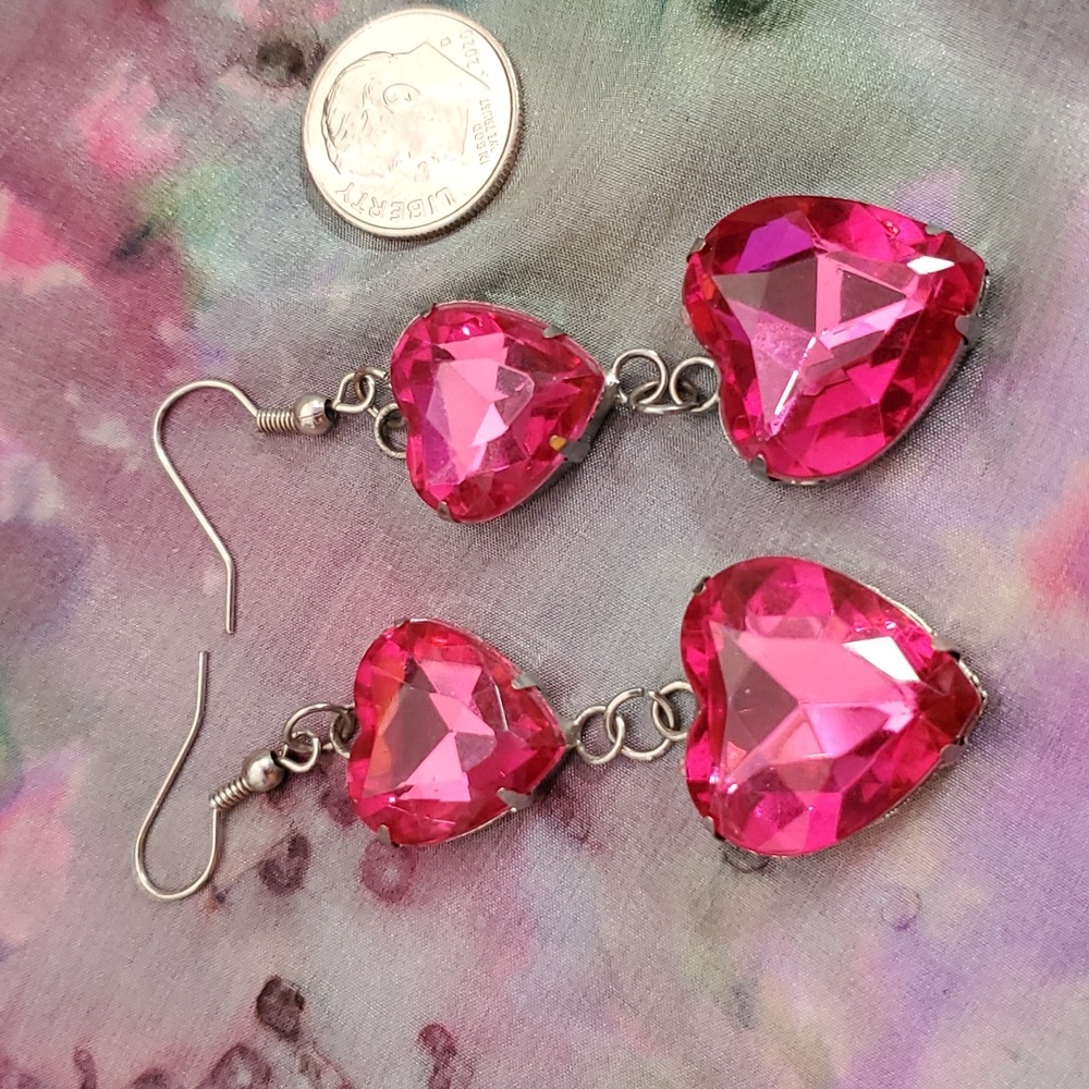 large pink rhinestone earrings